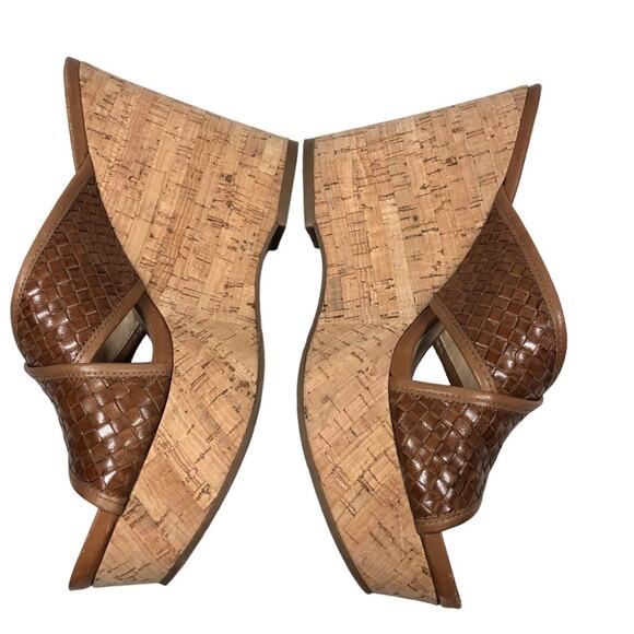 Cork platform leather woven sandals by Via Spiga 8.5 - Picture 2 of 9